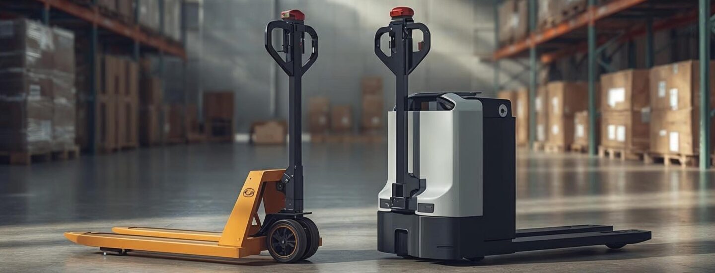 Mechaninis ir elektrinis palečių vežimėlis
